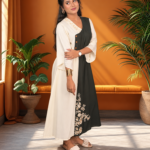 Black and White Indo Western Gown