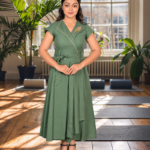 Hand Embroidered Wrap Midi Dress