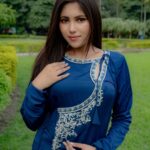 Dark Blue Ethnic Hand Embroidered Long Kurti