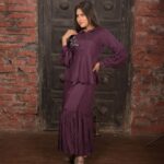 Dark Wine Western Top and Skirt