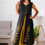 Black Embroidered Jacket with Yellow Jumpsuit