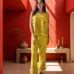 Floral Embroidered Top & Trousers 2-Piece Set