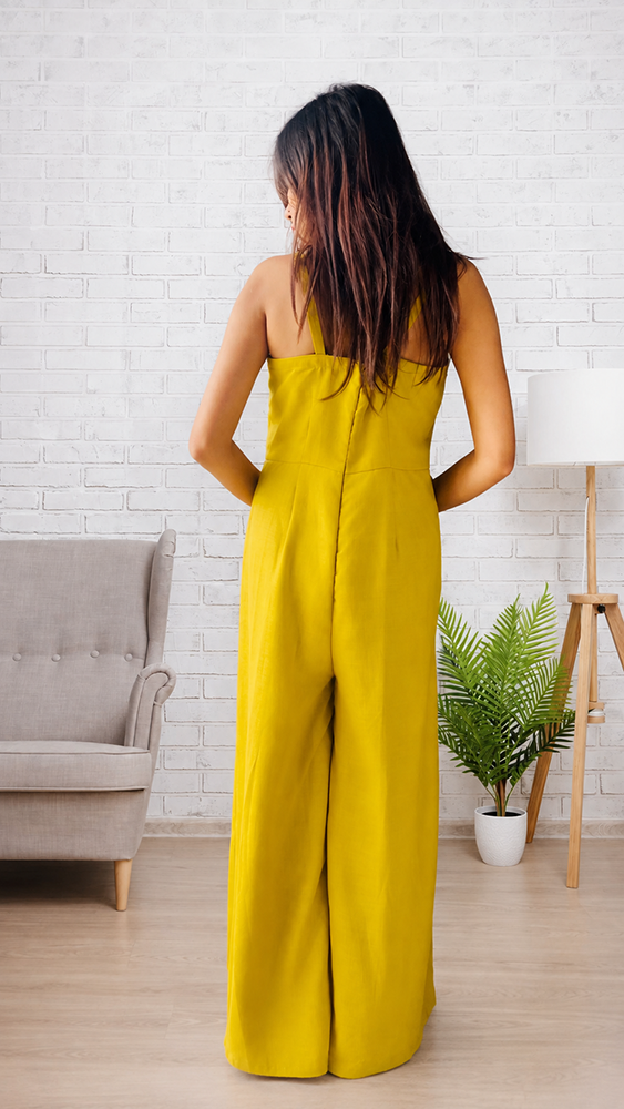 Black Embroidered Jacket with Yellow Jumpsuit - Image 4
