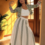 Hand embroidered Cropped Jacket & lehenga 2-Piece Set
