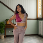 Dual-Tone Crossover Crop Top & Cargo Trousers 2-Piece Set