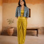 Printed Cropped Jacket, Cami Top & Draped Tulip Skirt 3-Piece Set