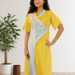 Embroidered Angrakha-Style One-Piece Dress