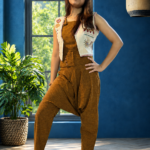 Embroidered Jacket & Harem Dungaree 2-Piece Set